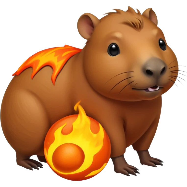 Capybara getting his head lava toy emoji