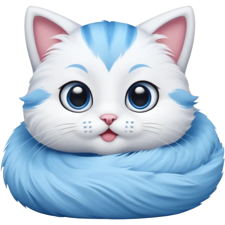 Gato celeste animado y con blanco por su boca e barriga emoji