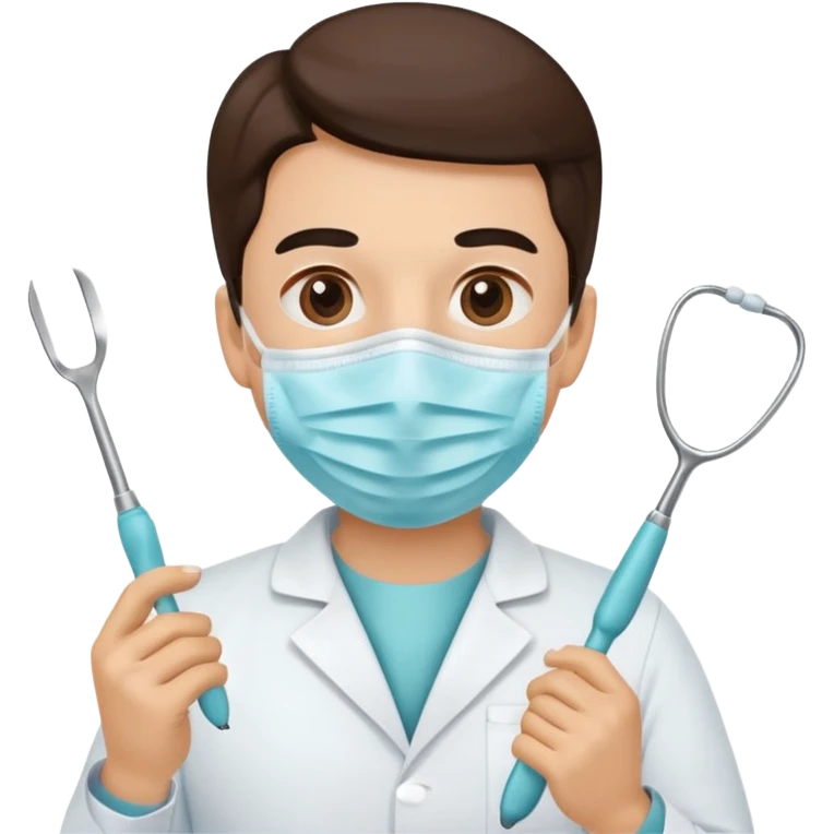 dentist with mask, holding dental tool emoji