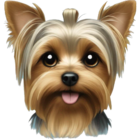 Yorkie dog laying on a blue pillow emoji