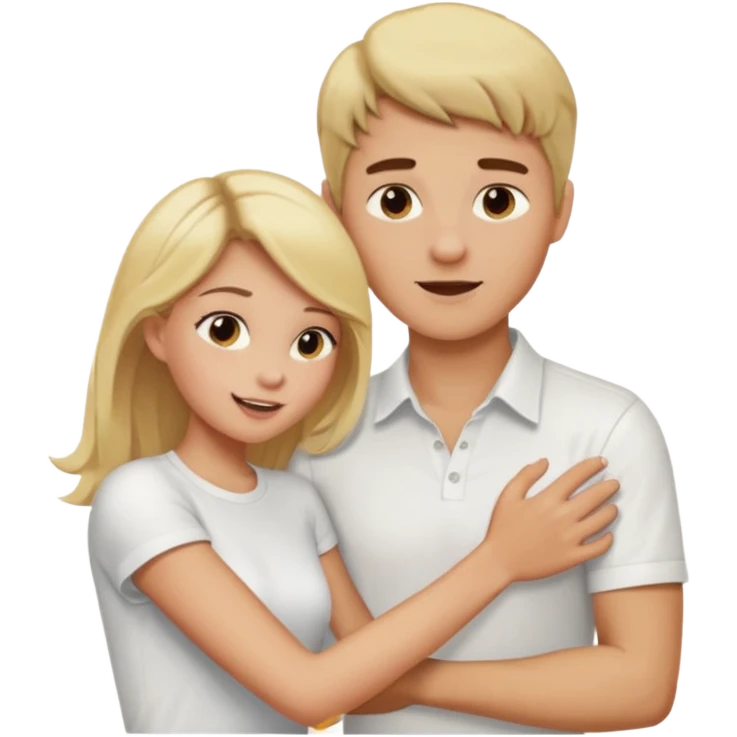 Emoji blonde girl lovingly , biting a brunette man’s arm emoji
