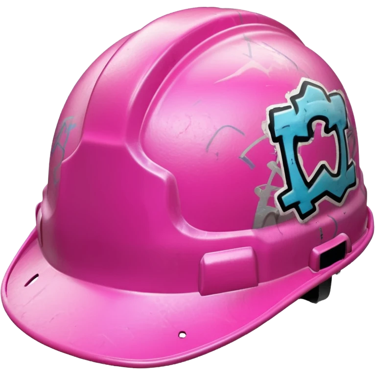 pink hard hat with graffity emoji