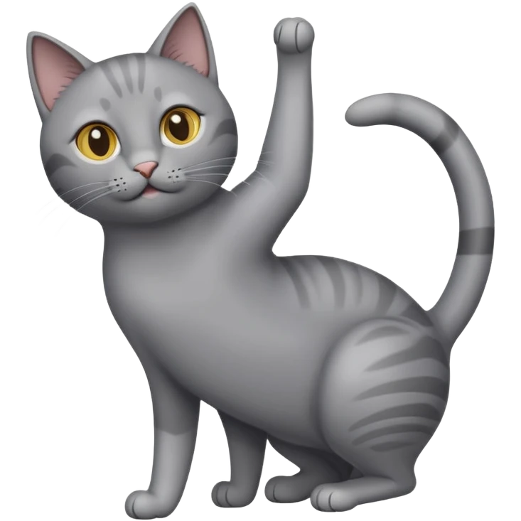 gray cat stretching emoji
