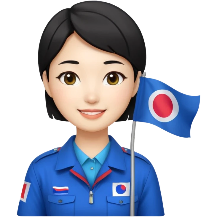 A big eye
A young Korean female guide with black short hair and a Korean flag emoji