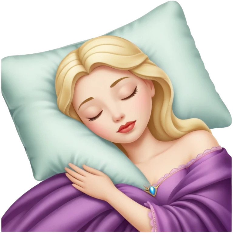 sleeping beauty white woman with a silk pillow emoji