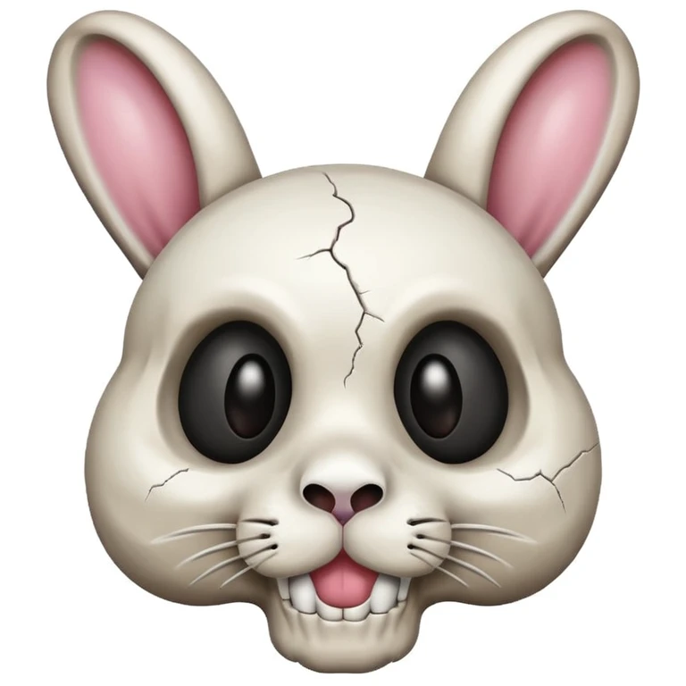 Give me an emoji of a cross eyed bunny that is combined with a 💀 that is also stressed out and overweight emoji