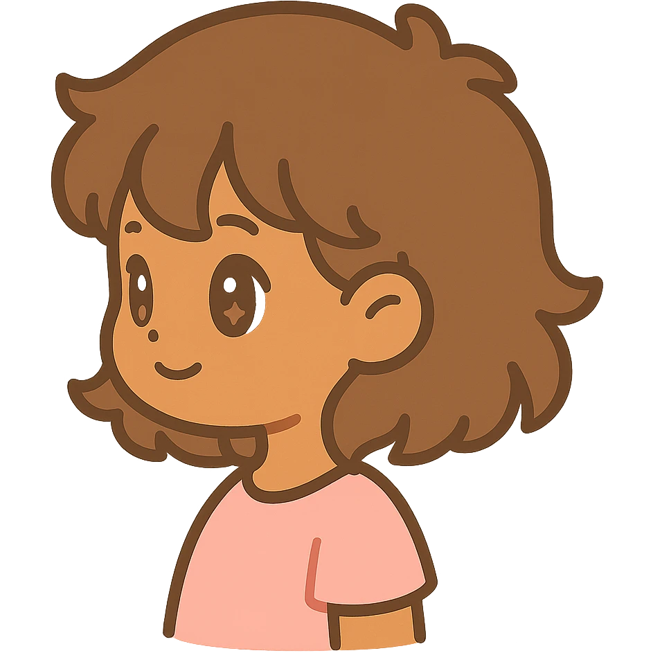cute aesthetic girl with brown eyes, honey tan skin, brown wavy wolf cut hairstyle, wearing a pinkish dress, profile picture emoji