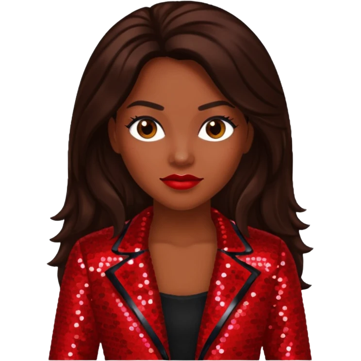 LaTocha Scott from Xscape with long dark brown hair, red sequin outfit emoji