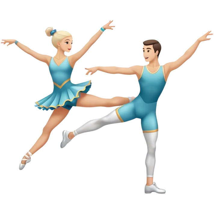 Icon for Sports Dance: a white men and women in competitive attire performing a synchronized dance with acrobatic moves, dance shoes, a rhythmic floor, and a competition backdrop. The icon should capture athleticism, technique, and acrobatic precision. Transparent background. emoji