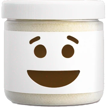 body scrub pot with label emoji