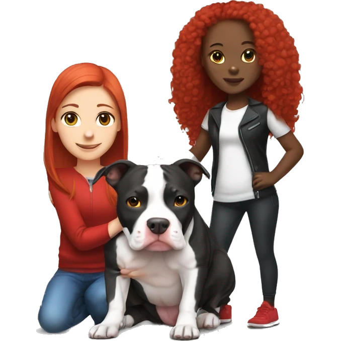 Black and white pitbull with red head girl owner emoji