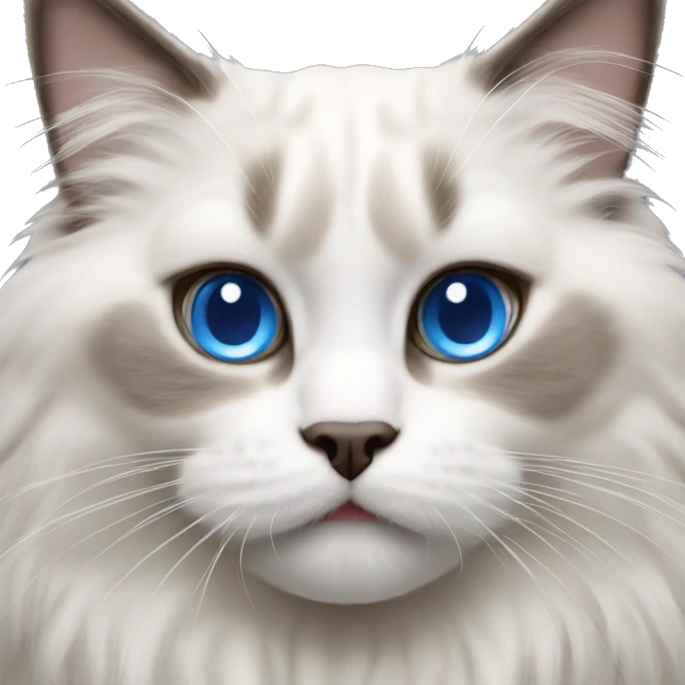 hissing fluffy ragdoll cat blue eyes emoji