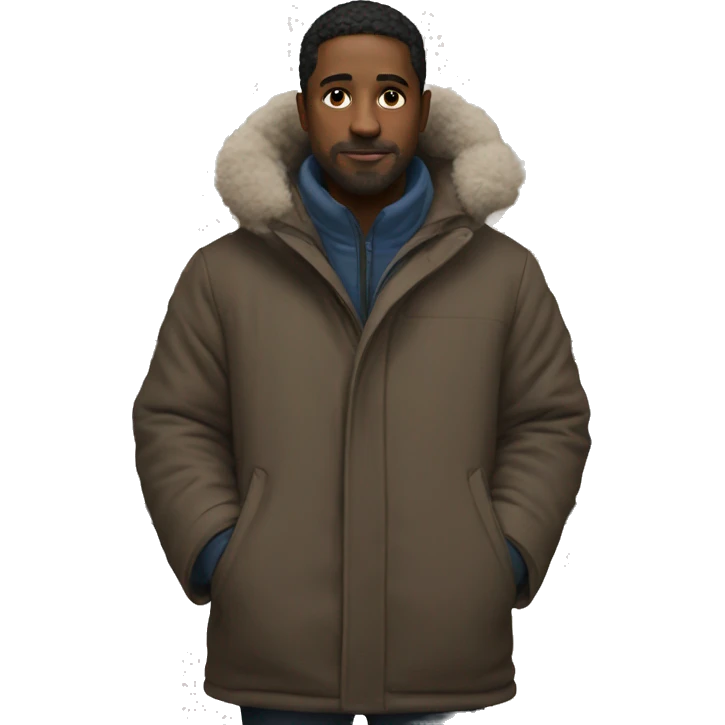 Person in an art gallery wearing a big winter coat emoji