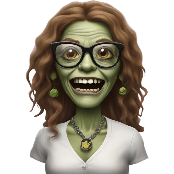  janis joplin zombie with her famous glasses on, dancing emoji