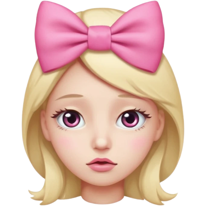 Eye twitching one open eye one kinda closed emoji with pink bow emoji