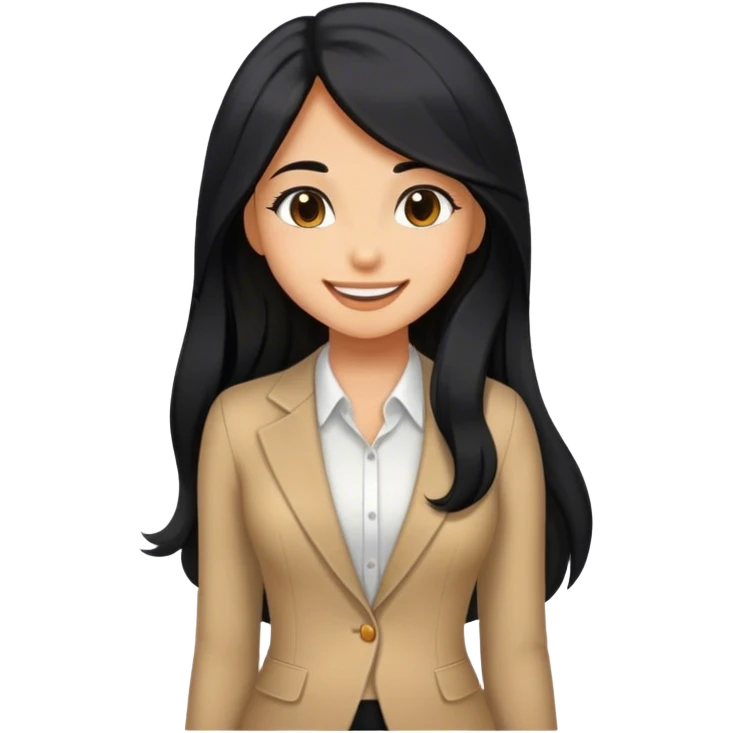 Tan girl with black long hair classy kisses smiles and cute outfit emoji