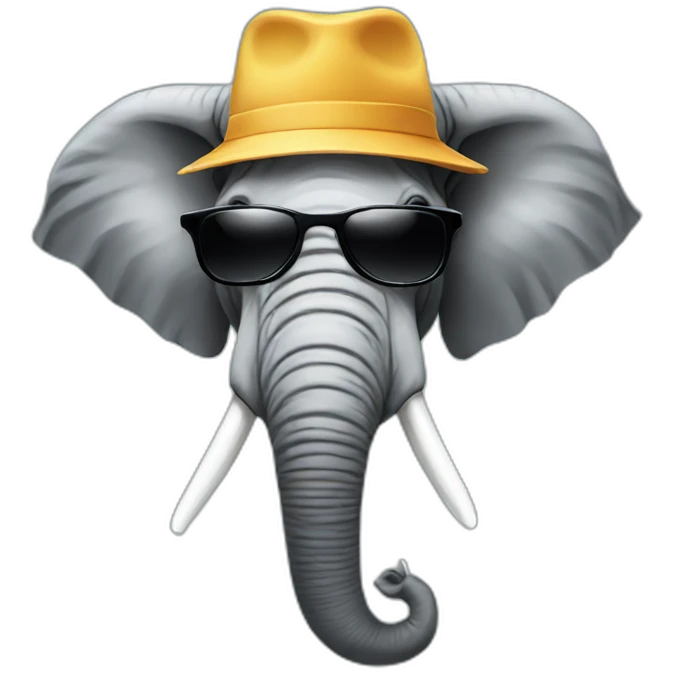 elephant head with sunglasses and cap emoji