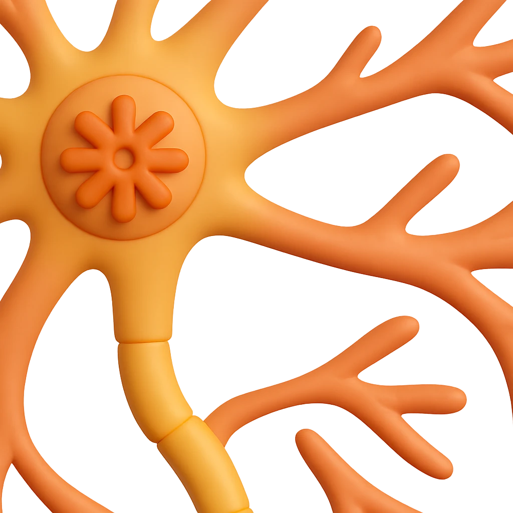 Create a zoomed-in view focusing on the neuroprotective elements and the myelin sheath, showing detailed anatomy in 3D emoji style, with no background. emoji