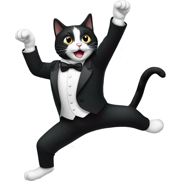Tuxedo cat dancing emoji