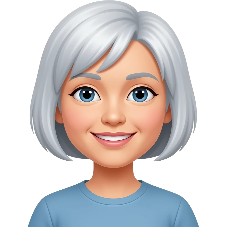 Asian mom with short white hair emoji