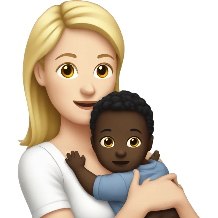 White woman holding black baby  emoji