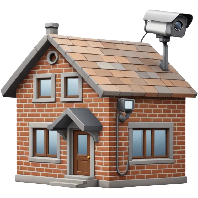 House with a big security camera emoji