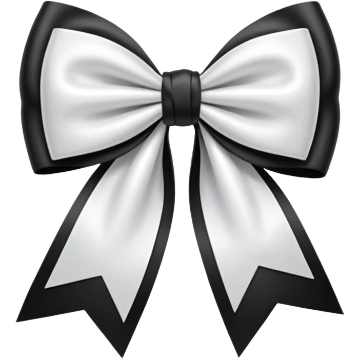 white satin Bow + black bow emoji