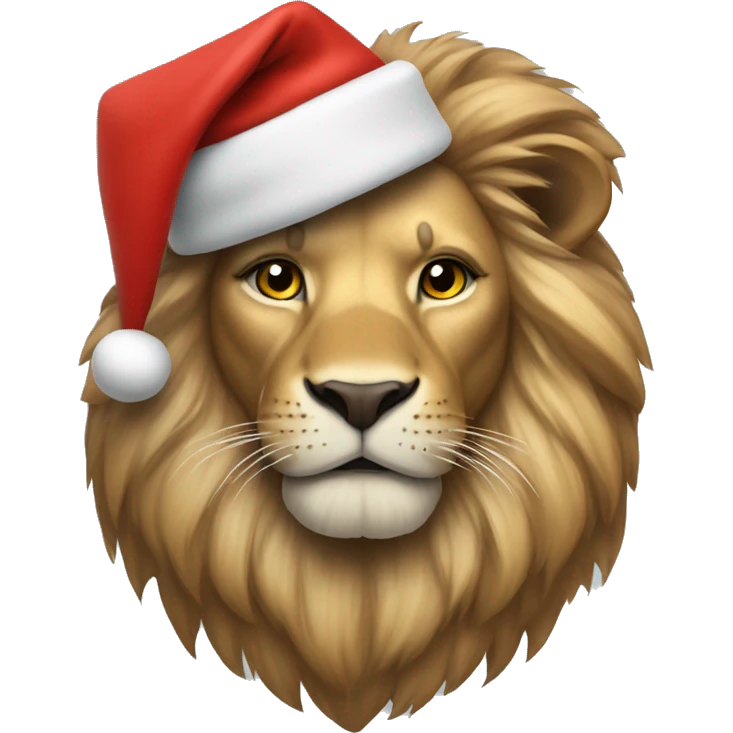 lion in santa claus hat emoji