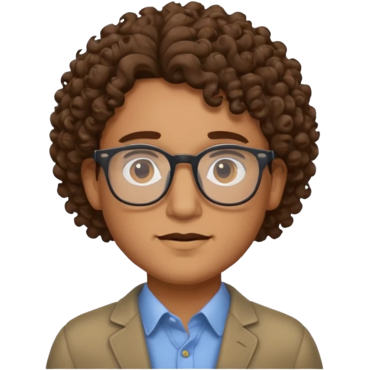 CURLY HAIR GUT WITH GLASSES emoji