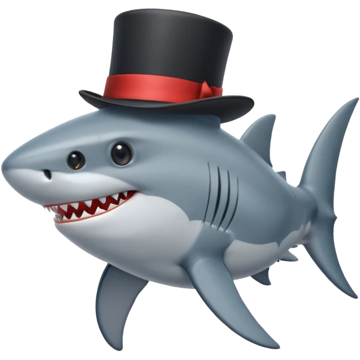 Shark with a top hat emoji