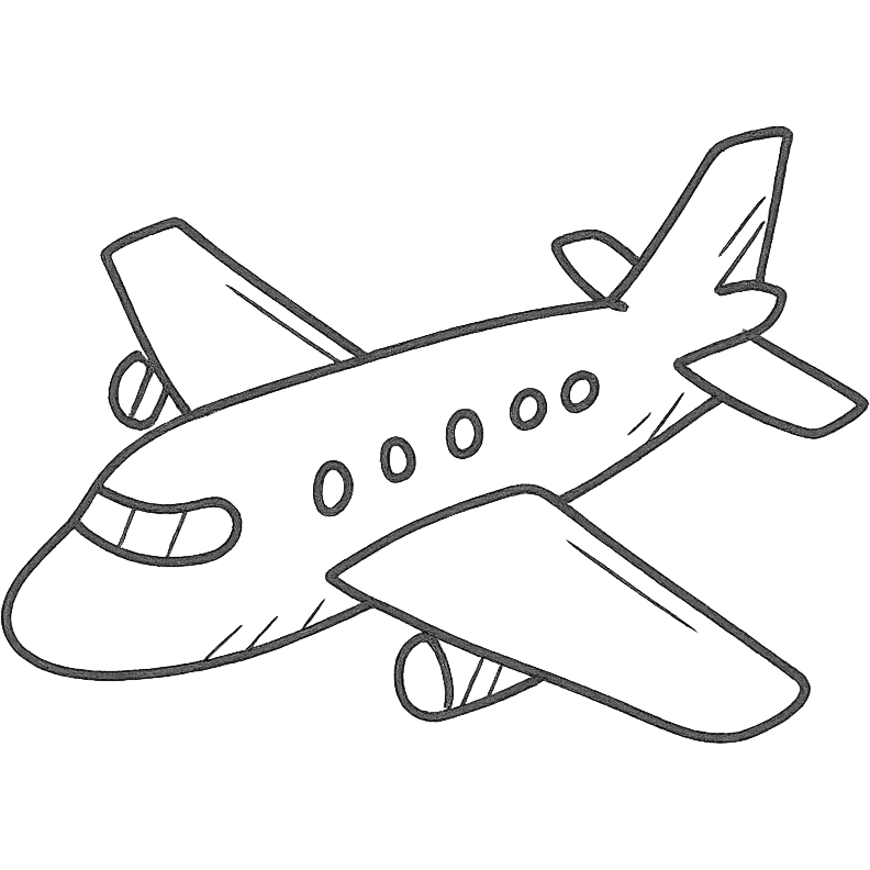 hand-drawn outlined airplane icon emoji
