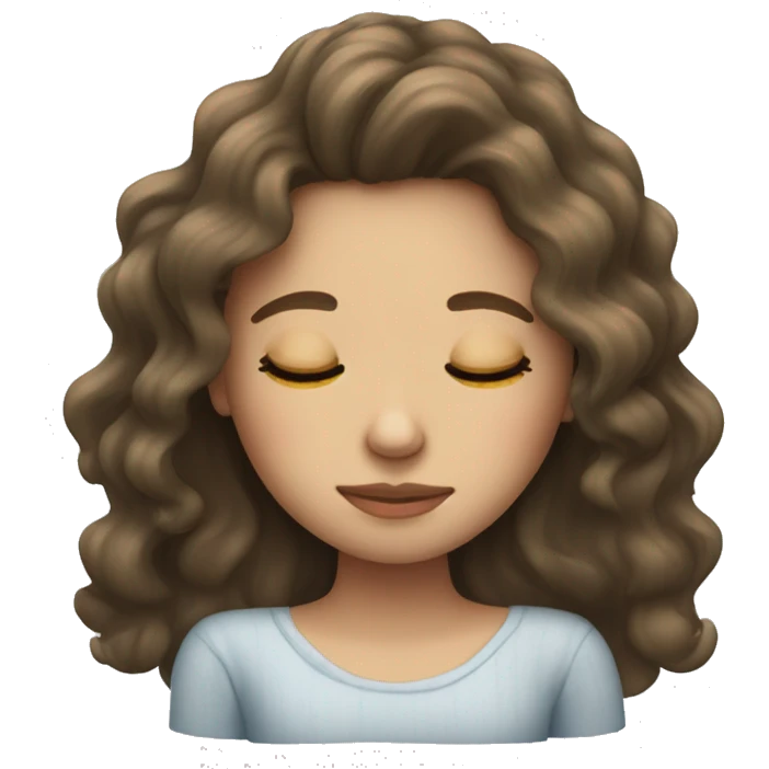 white, brunette, wavy hair girl sleeping  emoji