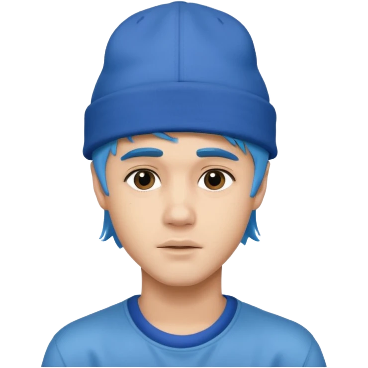 justin bieber, blue hair, hat emoji
