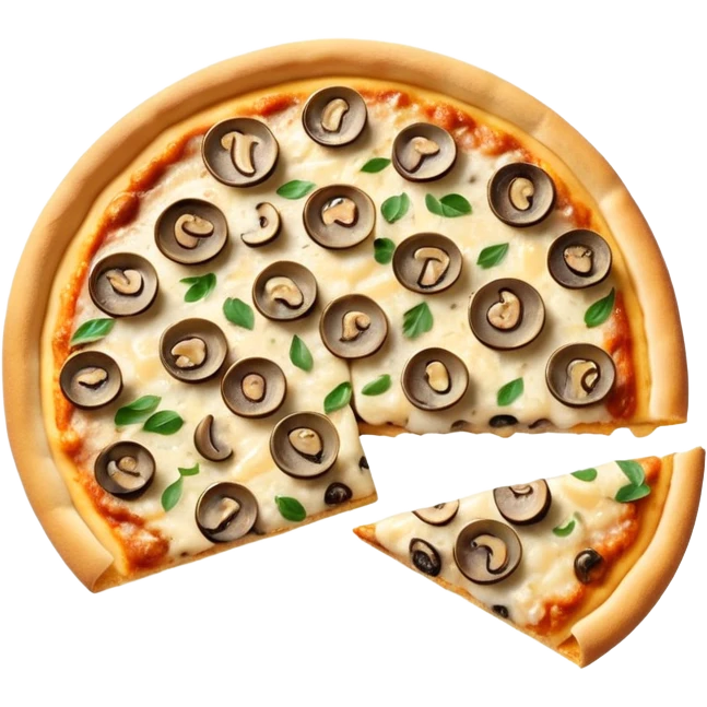 Cheese and sliced Mushroom pizza no leaves  emoji