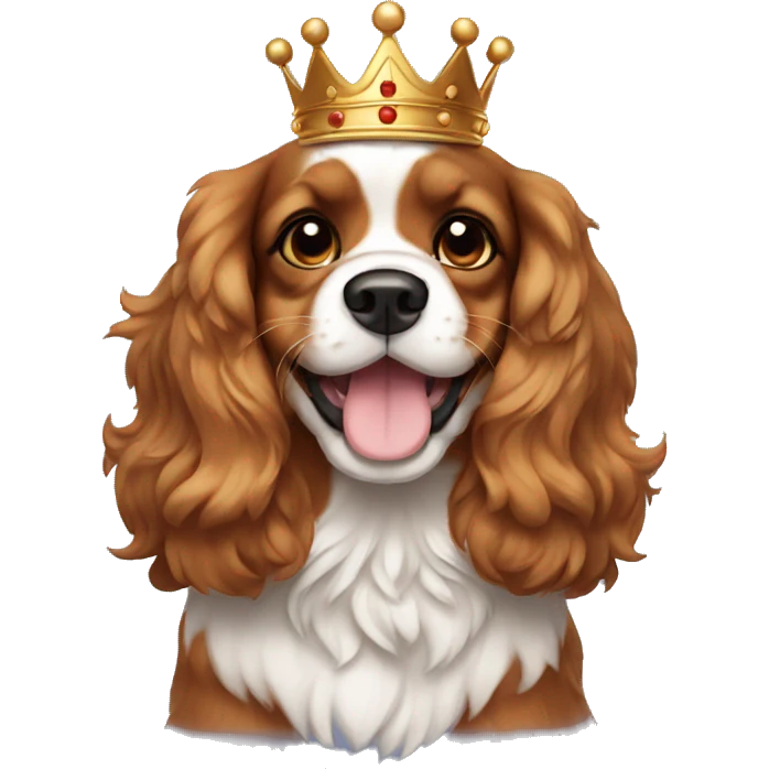 king charles puppy with a crown smiling  emoji