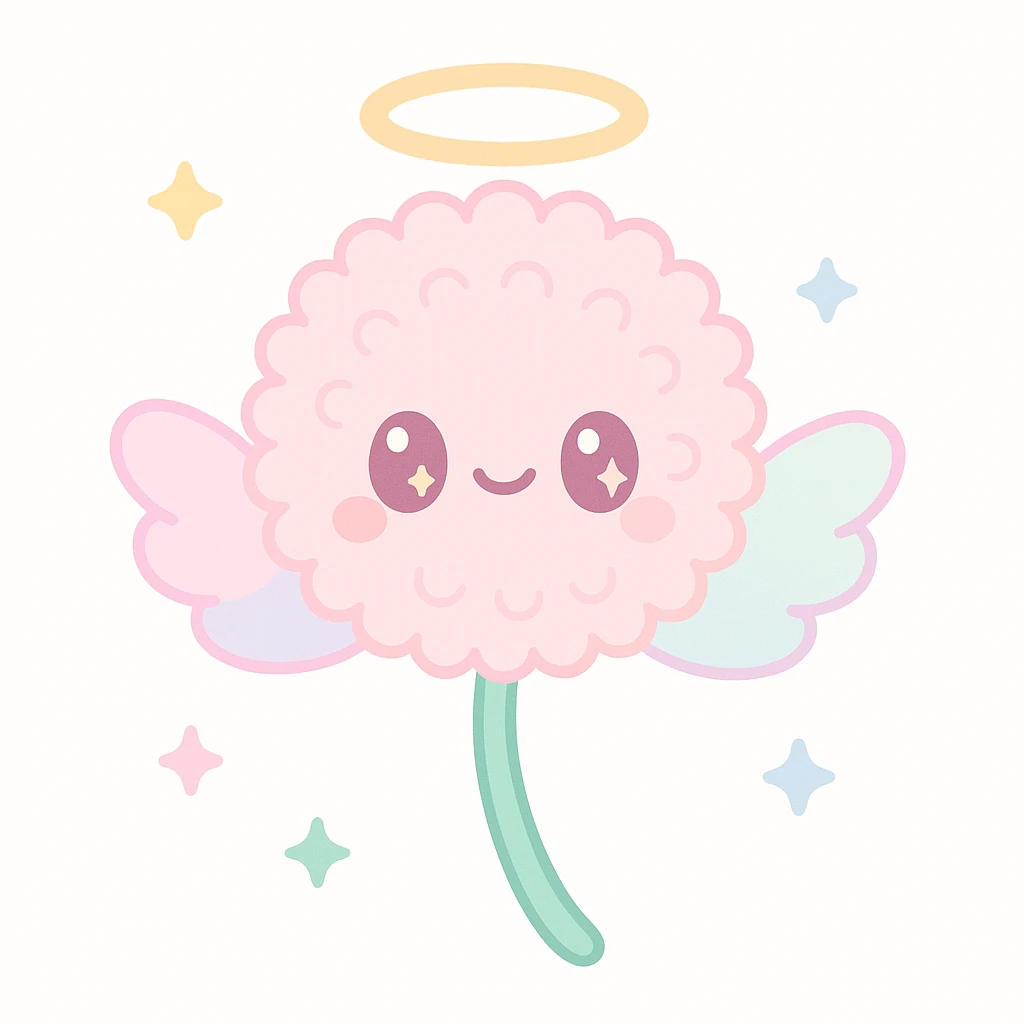 a dandelion with a halo and wings emoji