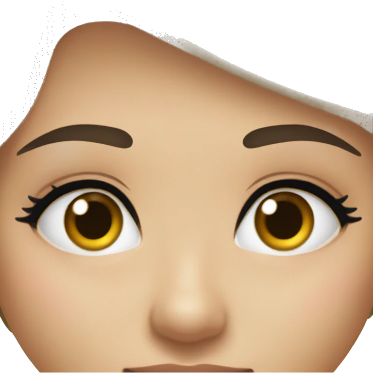 Create an emoji of a beautiful girl's face with large, expressive eyes and well-defined, arched eyebrows. Both eyes and eyebrows should look symmetrical and attractive. emoji