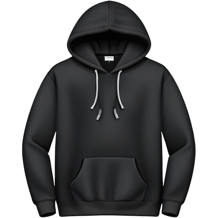 blank black hoodie with no model wearing it with a relax fit emoji