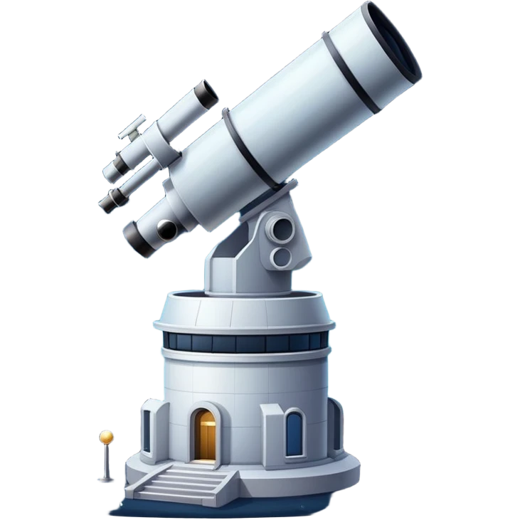 An icon featuring an observatory with a giant telescope, set against a starry sky. The design includes visible planets, distant stars, and galaxies, symbolizing the study of astronomy and celestial exploration. Transparent background highlights the wonder of the universe. emoji