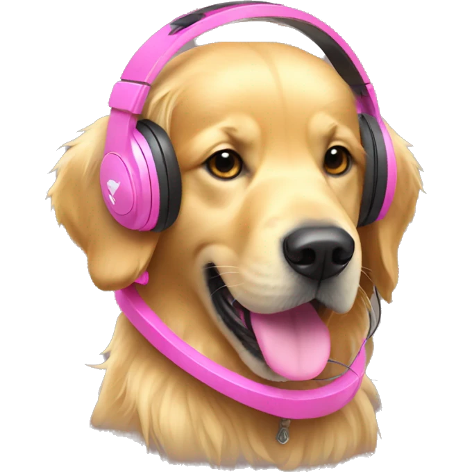 golden retriever with pink gaming headset emoji