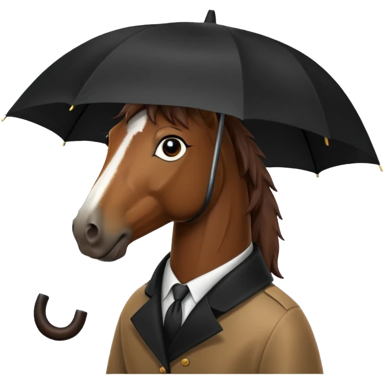 horse with black umbrella closeup view emoji