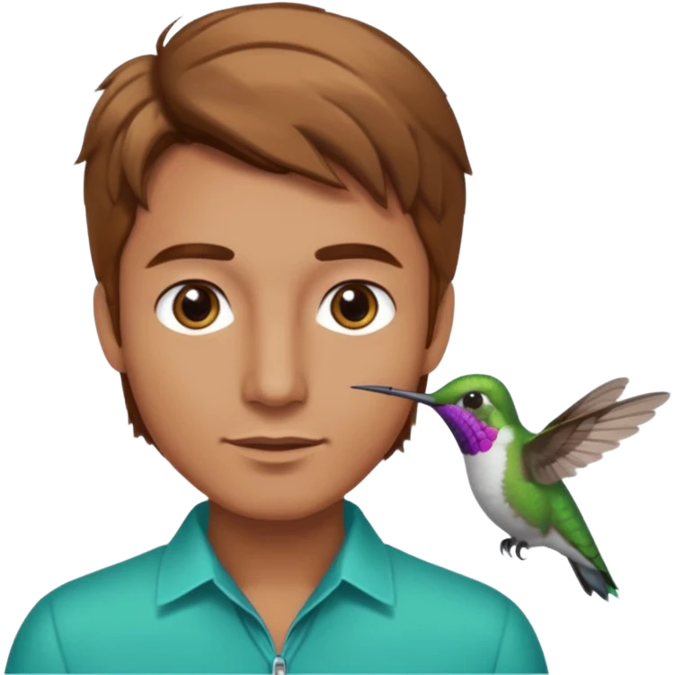 Light brown hair with grey eyes Man with hummingbird  emoji