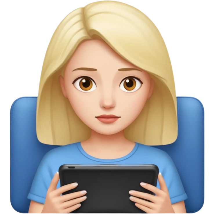 Woman watching movie on tablet emoji