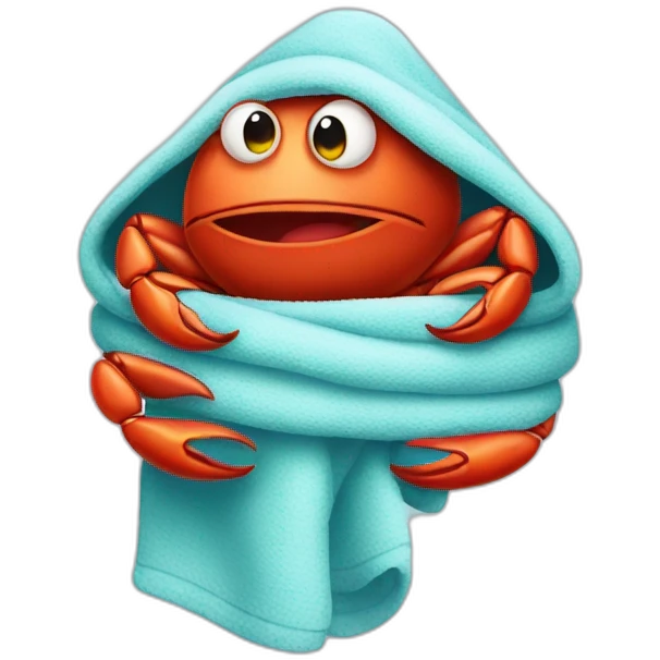 a crab wrapped in a warm towel emoji