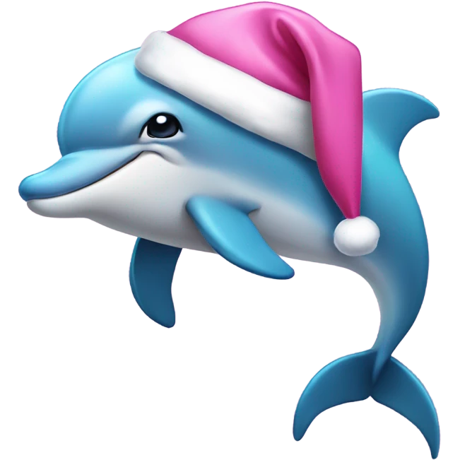 Dolphin wearing a pink dress and a Santa hat  emoji