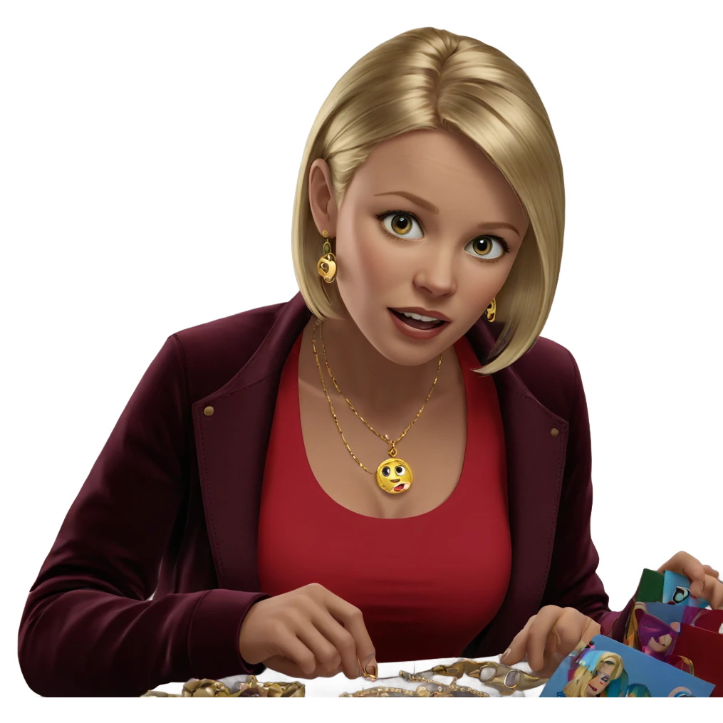 blonde girl with jewelry by window emoji