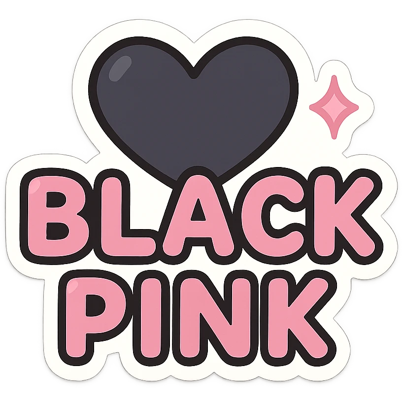 BLACKPINK-inspired object, black and pink colors, cute and collectible sticker look emoji