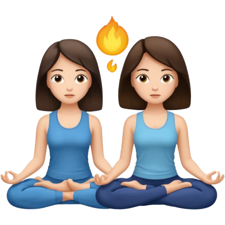 two brunetts meditating and breathing emoji