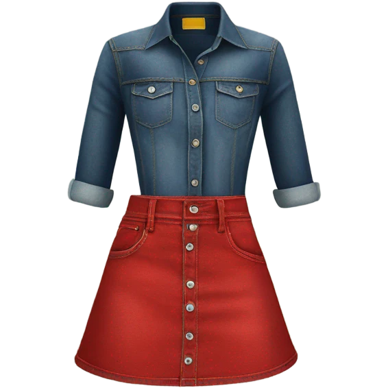 Realistic A-line high waisted red denim skirt, isolated emoji