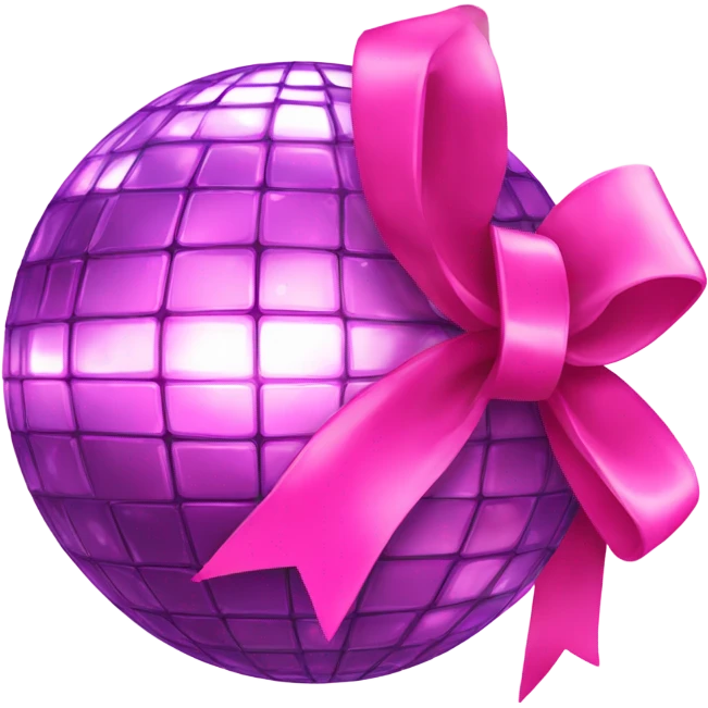Disco ball with pink bow emoji